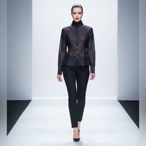 Exte Sheer button down top